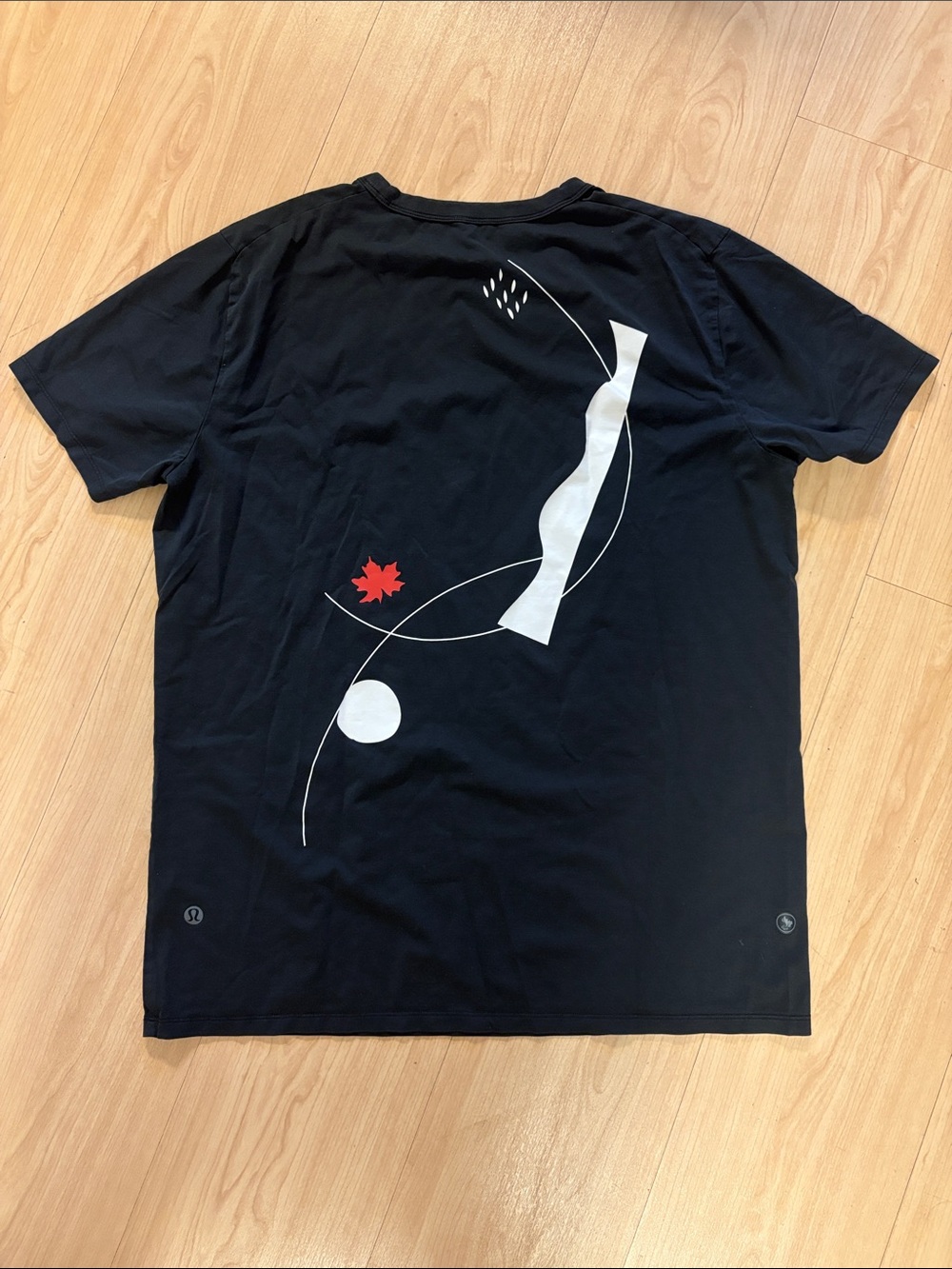 Lululemon team Canada Black Graphic Men’s T-Shirt with White and Red Accent